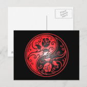 Yin Yang Rozen, rood en zwart Briefkaart (Voorkant / Achterkant)