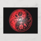 Yin Yang Rozen, rood en zwart Briefkaart (Voorkant)