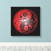 Yin Yang Rozen, rood en zwart Canvas Afdruk (Insitu (Houten vloer))