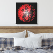 Yin Yang Rozen, rood en zwart Canvas Afdruk (Insitu (Slaapkamer))