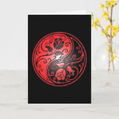 Yin Yang Rozen, rood en zwart Kaart (Gele Bloem)