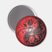 Yin Yang Rozen, rood en zwart Magneet (Voorkant / Achterkant)