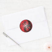 Yin Yang Rozen, rood en zwart Ronde Sticker (Envelop)