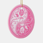 Yin Yang Rozen, roze Keramisch Ornament (Rechts)