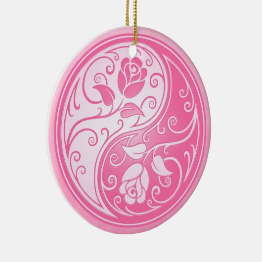Yin Yang Rozen, roze Keramisch Ornament (Rechts)