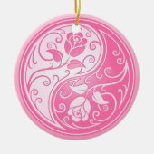 Yin Yang Rozen, roze Keramisch Ornament (Voorkant)