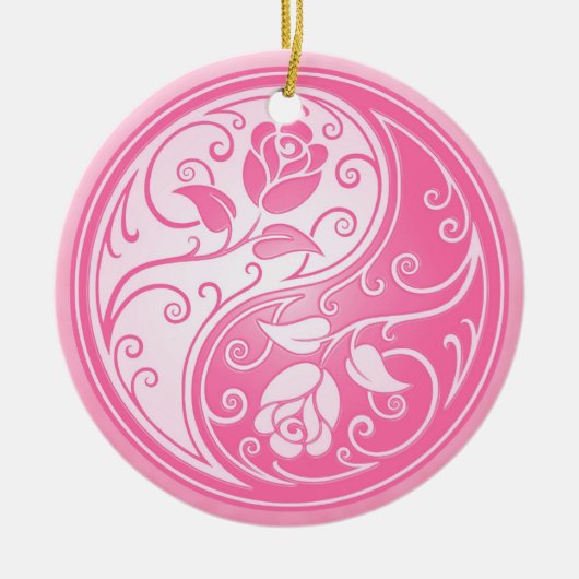 Yin Yang Rozen, roze Keramisch Ornament (Voorkant)