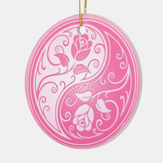 Yin Yang Rozen, roze Keramisch Ornament (Links)