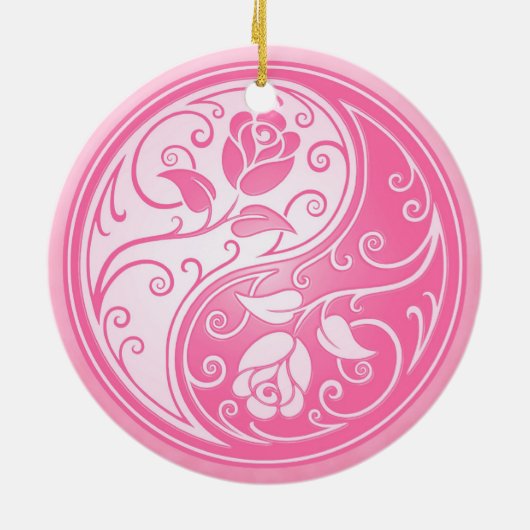Yin Yang Rozen, roze Keramisch Ornament (Achterkant)