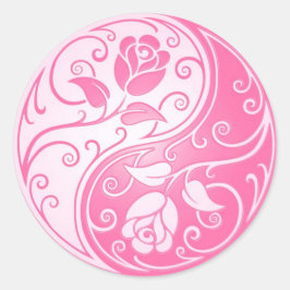 Yin Yang Rozen, roze Ronde Sticker