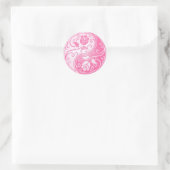 Yin Yang Rozen, roze Ronde Sticker (Tas)