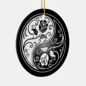 Yin Yang Rozen, zwart Keramisch Ornament (Rechts)