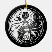 Yin Yang Rozen, zwart Keramisch Ornament (Voorkant)