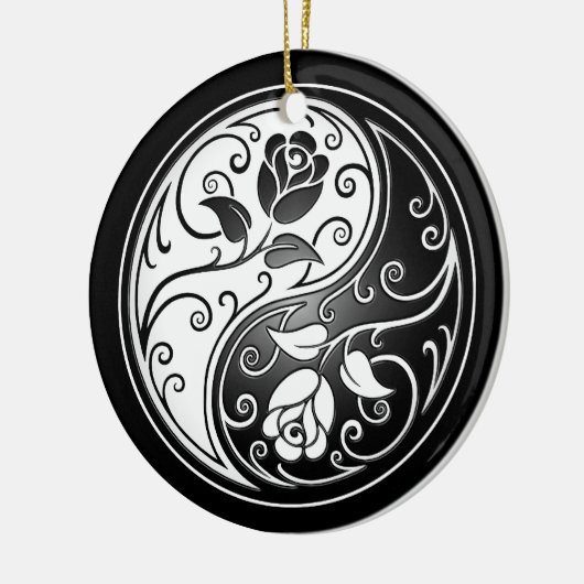 Yin Yang Rozen, zwart Keramisch Ornament (Links)