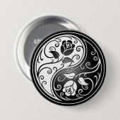 Yin Yang Rozen, zwart Ronde Button 7,6 Cm (Voorkant /achterkant)