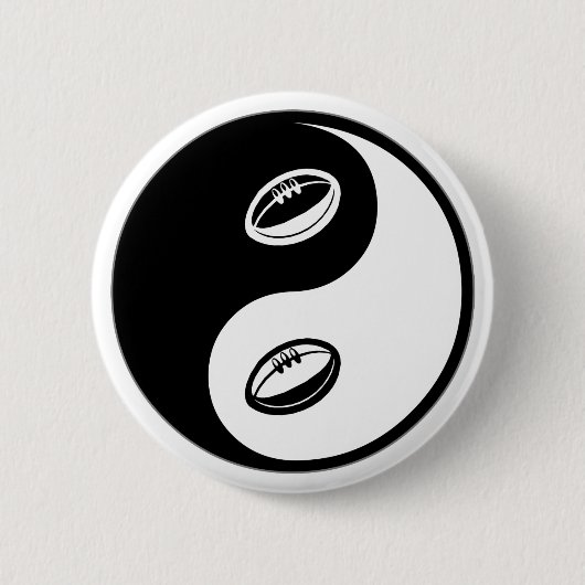 Yin Yang Rugby Ronde Button 5,7 Cm (Voorkant)