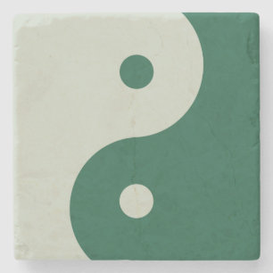 Yin Yang Sage Green Stenen Onderzetter