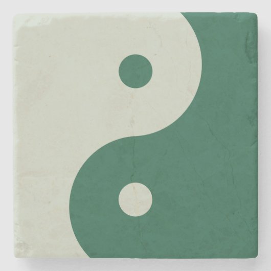 Yin Yang Sage Green Stenen Onderzetter (Voorkant)