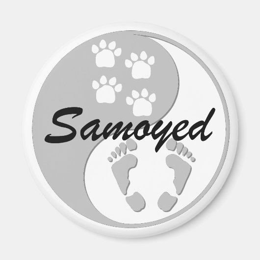 Yin Yang Samoyed Magneet (Voorkant)