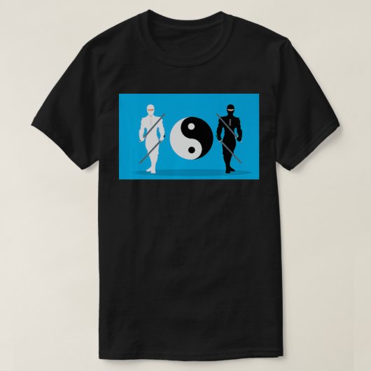 Yin Yang Samurai Ninja Blue Background Great Gift T-shirt (Design voorkant)