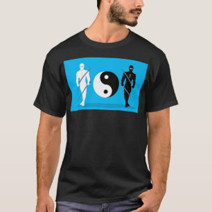 Yin Yang Samurai Ninja Blue Background Great Gift T-shirt