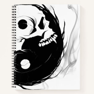 Yin-Yang Schedel Spiraalvormige Sketchpad Notitieboek