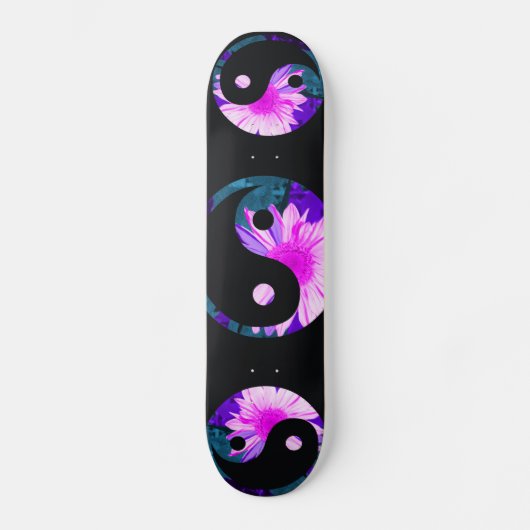 yin yang schilderde regenboogzonnebloem persoonlijk skateboard (Voorkant)