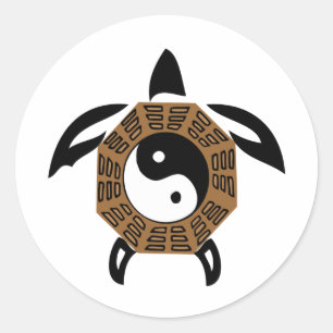 yin-yang-schildpad ronde sticker