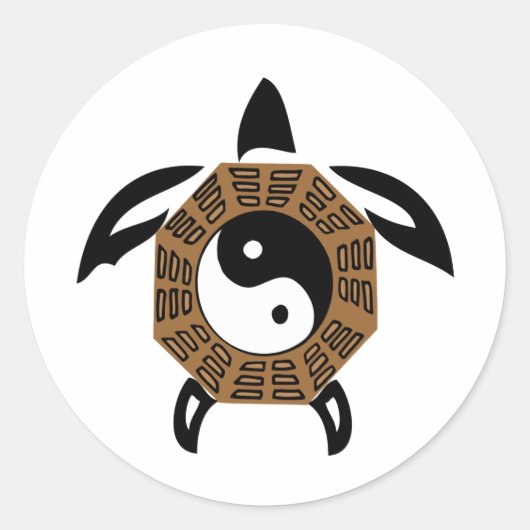 yin-yang-schildpad ronde sticker (Voorkant)