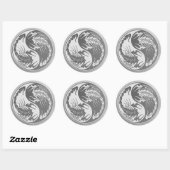 Yin Yang Scorpions met Roestvrij staaleffect Ronde Sticker (Vel)