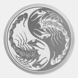 Yin Yang Scorpions met Roestvrij staaleffect Ronde Sticker