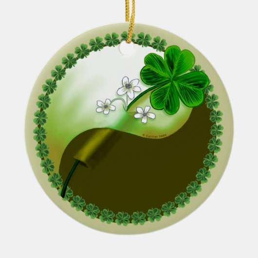Yin Yang Shamrock Keramisch Ornament (Voorkant)