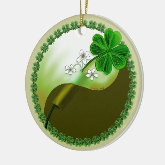 Yin Yang Shamrock Keramisch Ornament (Links)