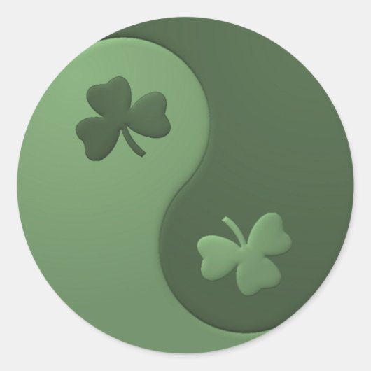 Yin Yang Shamrocks Ronde Sticker (Voorkant)
