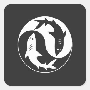 Yin Yang Shark Vierkante Sticker