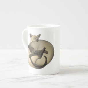Yin Yang Siamese Cats Bone China Mok