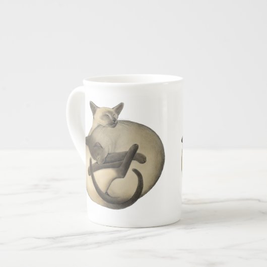 Yin Yang Siamese Cats Bone China Mok (Links)