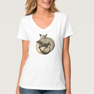 Yin Yang Siamese Cats Nano V Neck T-shirt