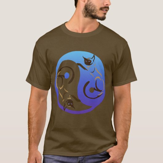 Yin Yang Siamese Cats T-Shirt (Voorkant)