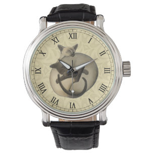 Yin Yang Siamese Cats Watch Horloge