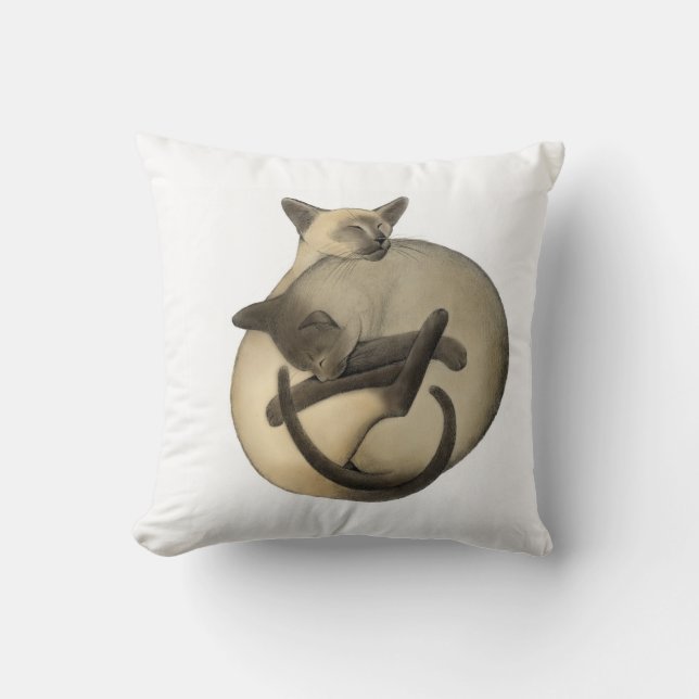 Yin Yang Siamese Katten Kussen (Voorkant)