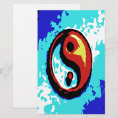 Yin Yang Sign Red en Blue Artistic Briefpapier (Voorkant / Achterkant)