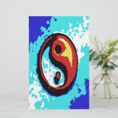 Yin Yang Sign Red en Blue Artistic Briefpapier (Staand voorkant)