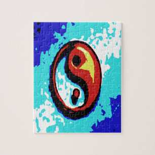 Yin Yang Sign Red en Blue Artistic Legpuzzel