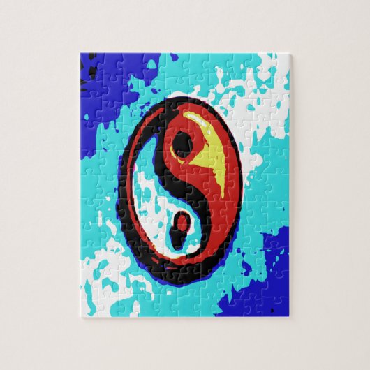 Yin Yang Sign Red en Blue Artistic Legpuzzel (Verticaal)