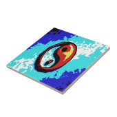 Yin Yang Sign Red en Blue Artistic Tegeltje (Zijkant)