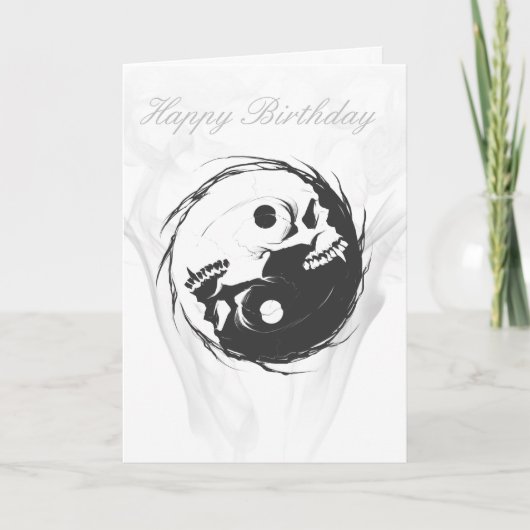 Yin-Yang - Skull Birthday Kaart (Voorkant)