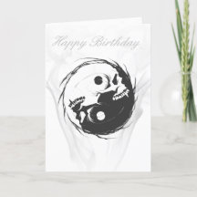 Yin-Yang - Skull Birthday Kaart