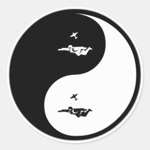 Yin Yang Skydiving Ronde Sticker