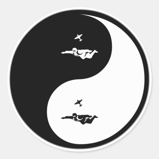 Yin Yang Skydiving Ronde Sticker (Voorkant)